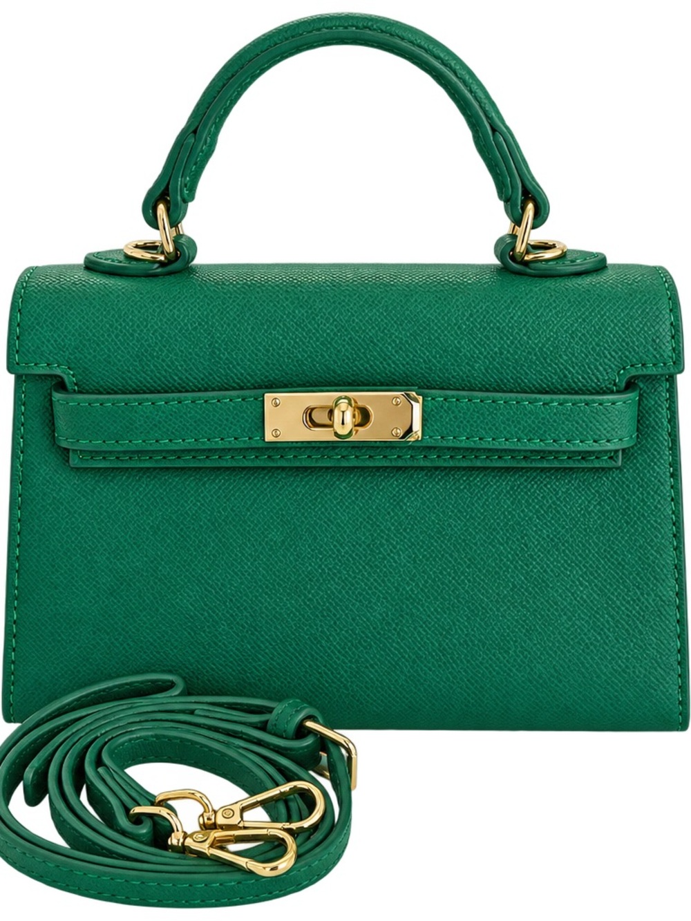 NEW Green Top-Handle Crossbody Bag with Gold Hardware